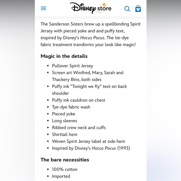 Disney Parks Hocus Pocus Sanderson Sisters “Tonight We Fly” Spirit Jersey M NWT - Picture 7 of 15